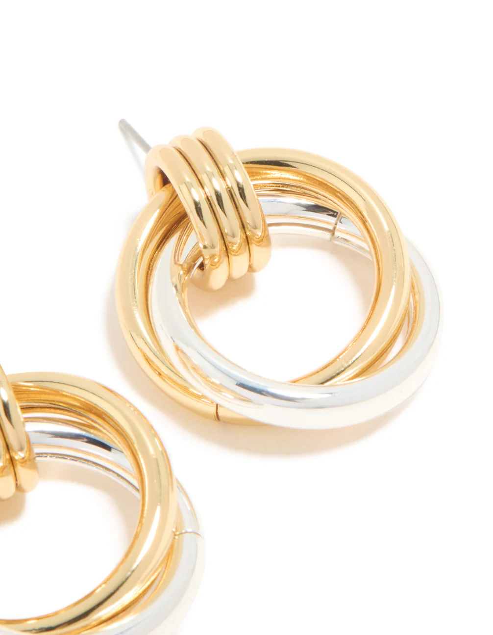 Mixed Metal Plated Linked Doorknocker Hoop Earrings - Image 5