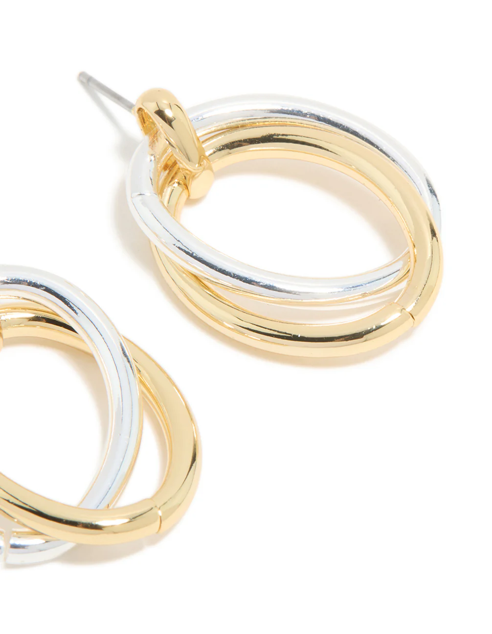 Mixed Metal Plated Linked Oval Doorknocker Earrings - Image 5