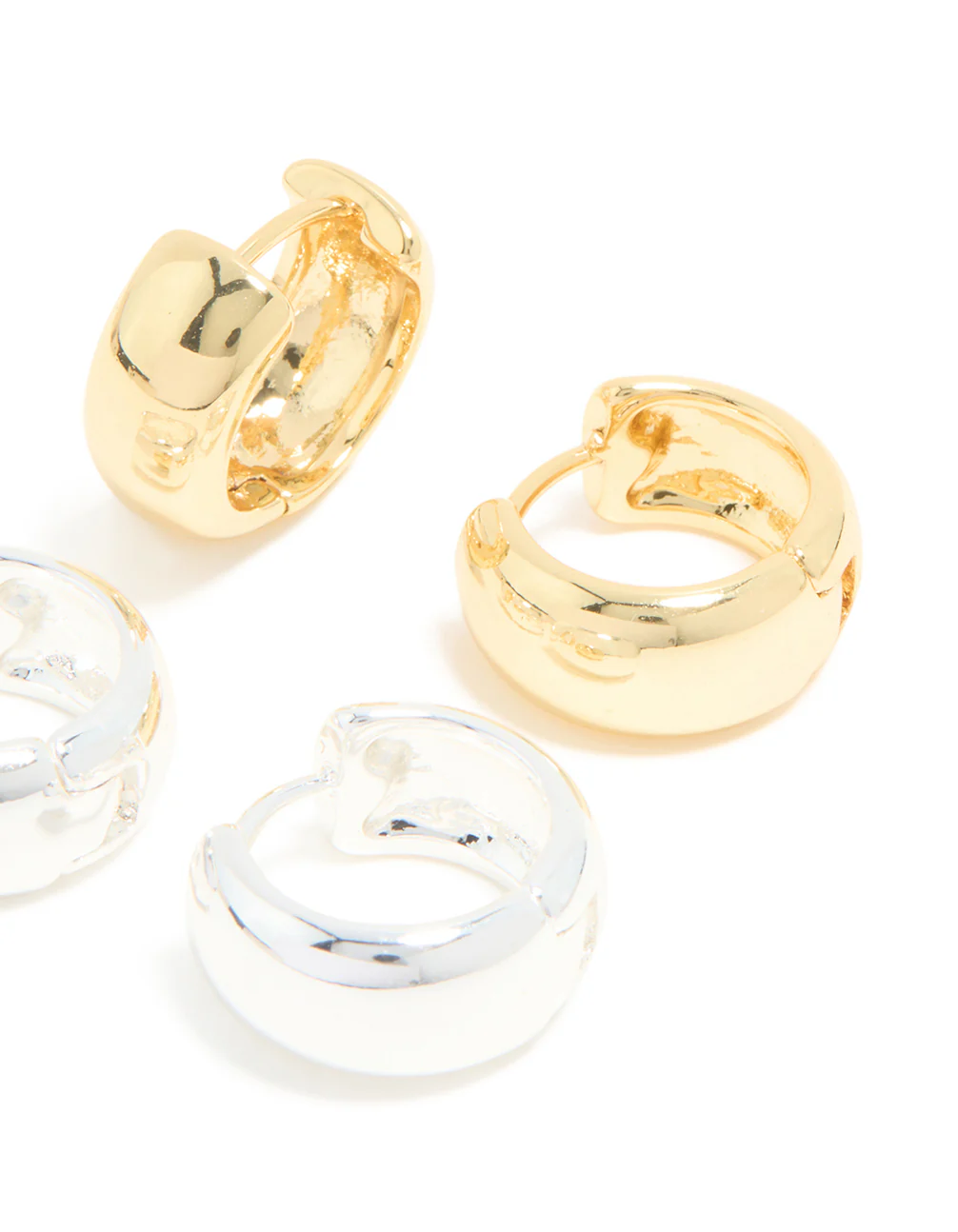 Mixed Metal Plated Medium Chunky Huggie Earrings 2-Pack - Image 5