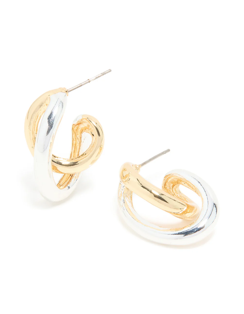 Mixed Metal Plated Medium Twist Hoop Earrings - Image 2