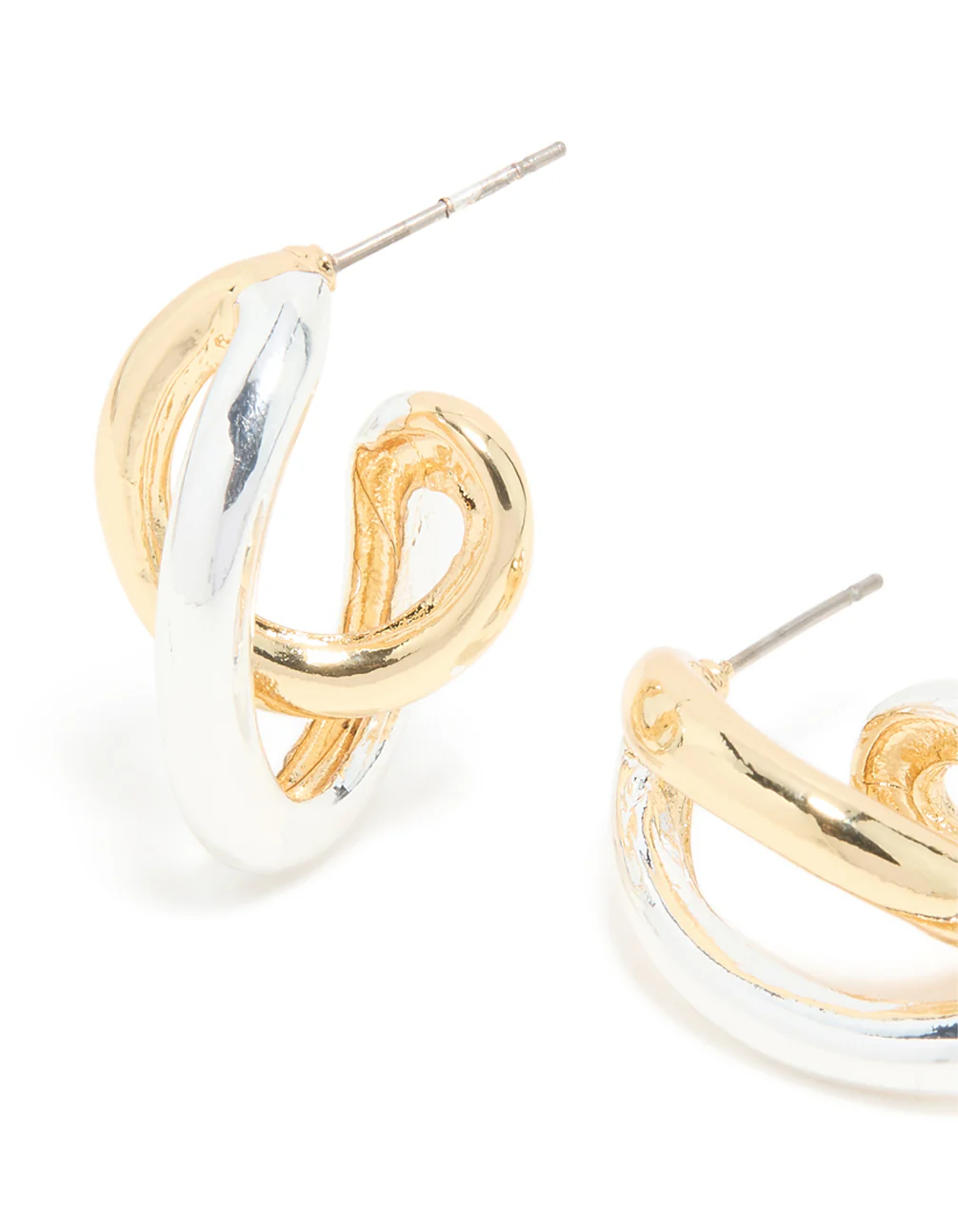 Mixed Metal Plated Medium Twist Hoop Earrings - Image 4
