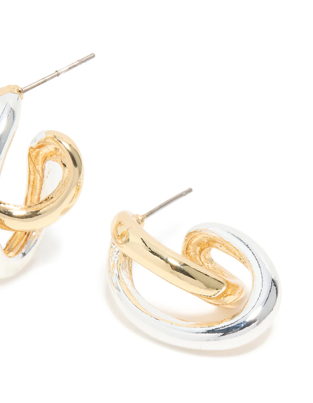 Mixed Metal Plated Medium Twist Hoop Earrings - Image 5