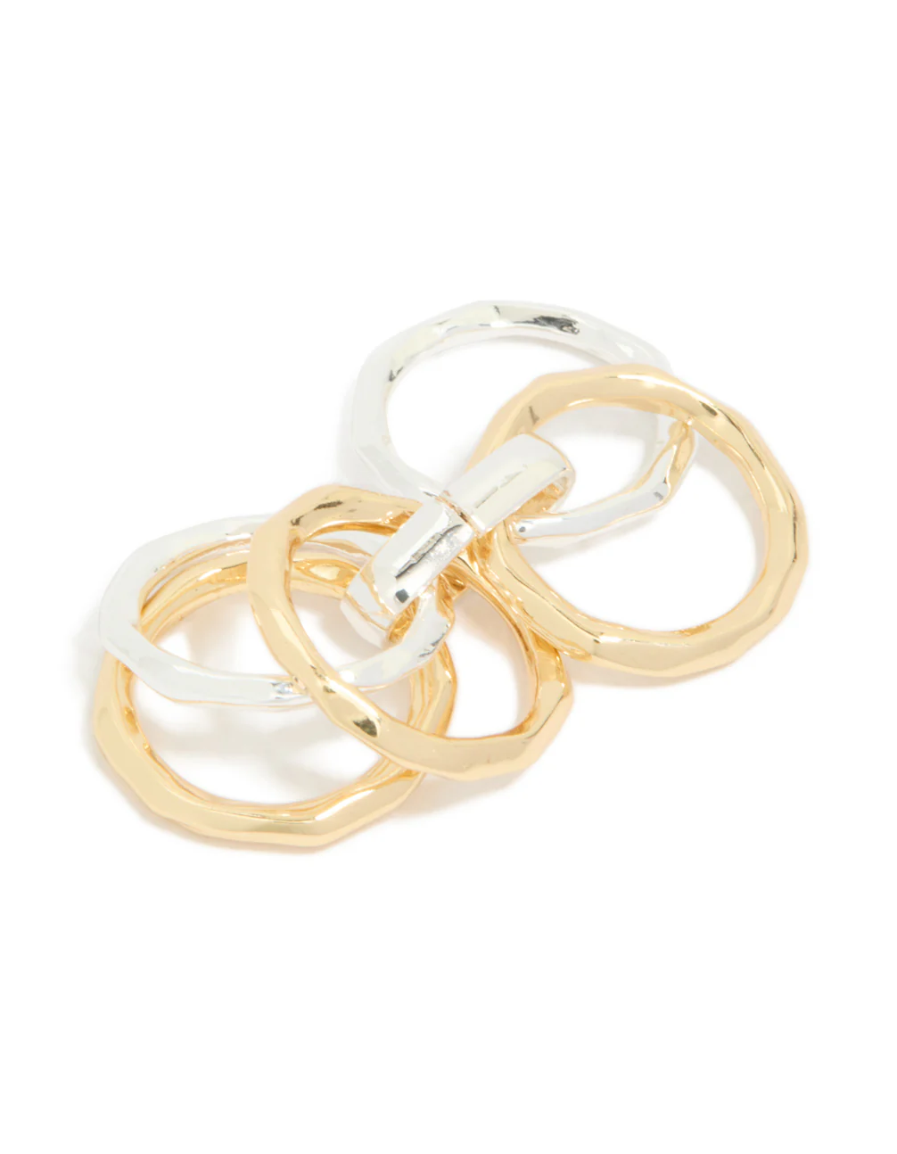 Mixed Metal Plated Multi Band Link Ring - Image 2