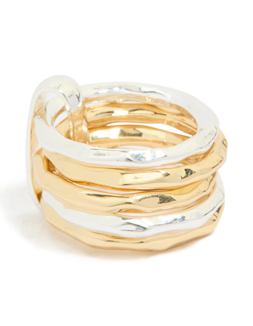 Mixed Metal Plated Multi Band Link Ring - Image 3