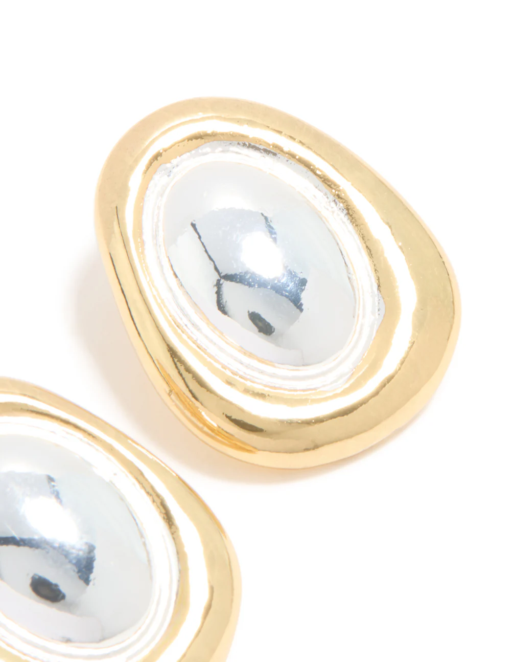 Mixed Metal Plated Organic Oval Large Earrings - Image 5