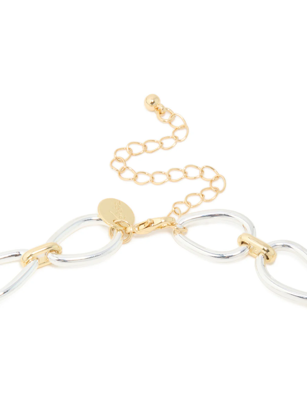 Mixed Metal Plated Organic Oval Link Necklace - Image 3