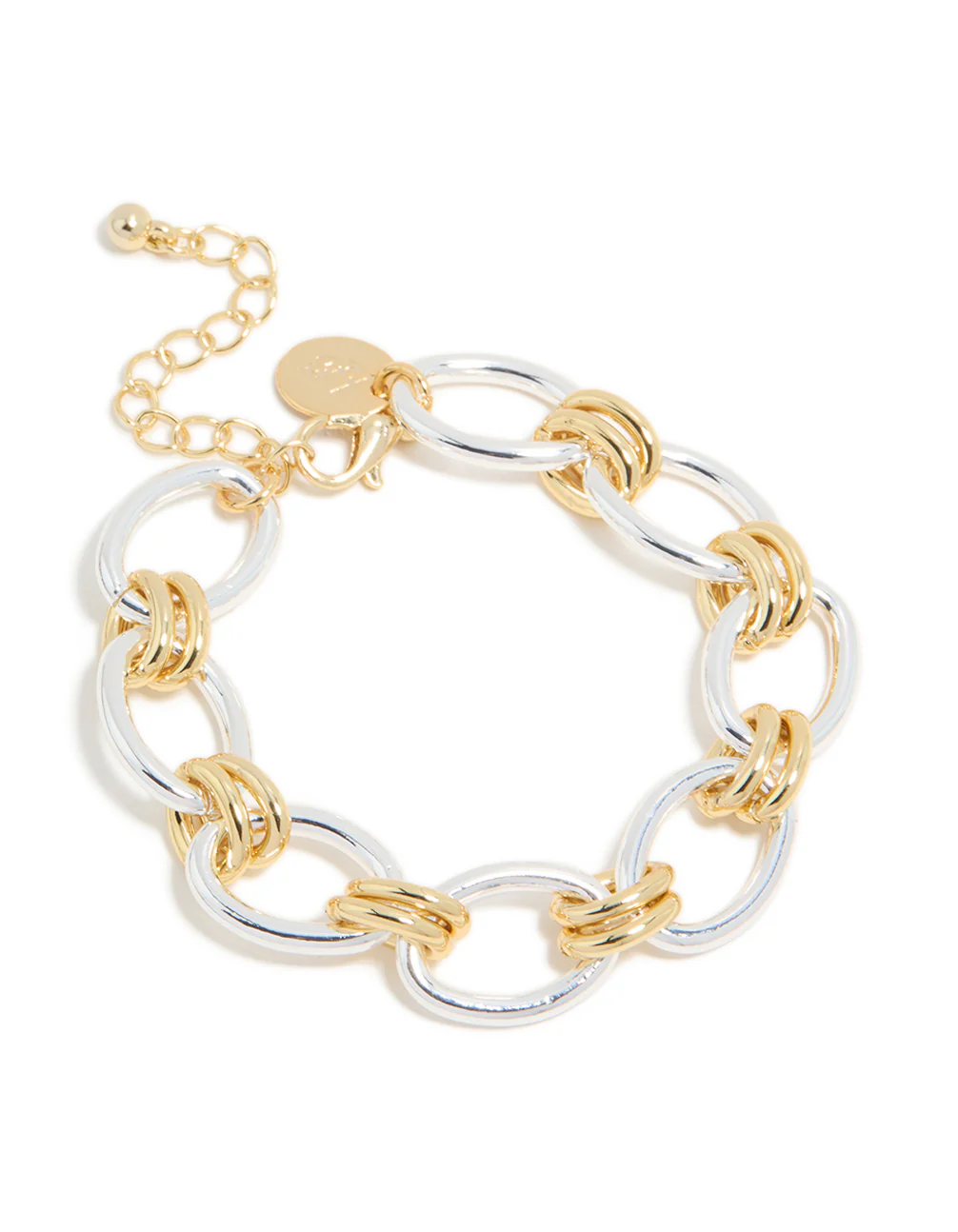 Mixed Metal Plated Oval Multi Link Chain Bracelet - Image 2