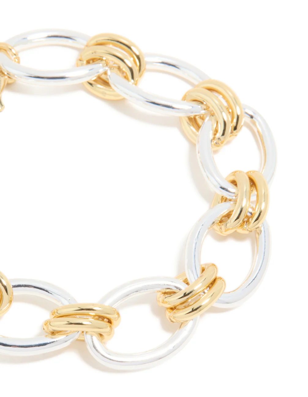 Mixed Metal Plated Oval Multi Link Chain Bracelet - Image 4