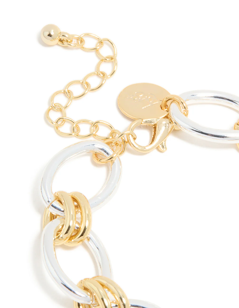 Mixed Metal Plated Oval Multi Link Chain Bracelet - Image 5