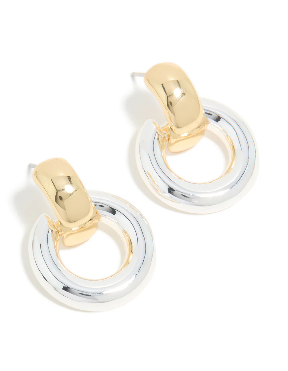 Mixed Metal Plated Small Classic Doorknocker Earrings - Image 2