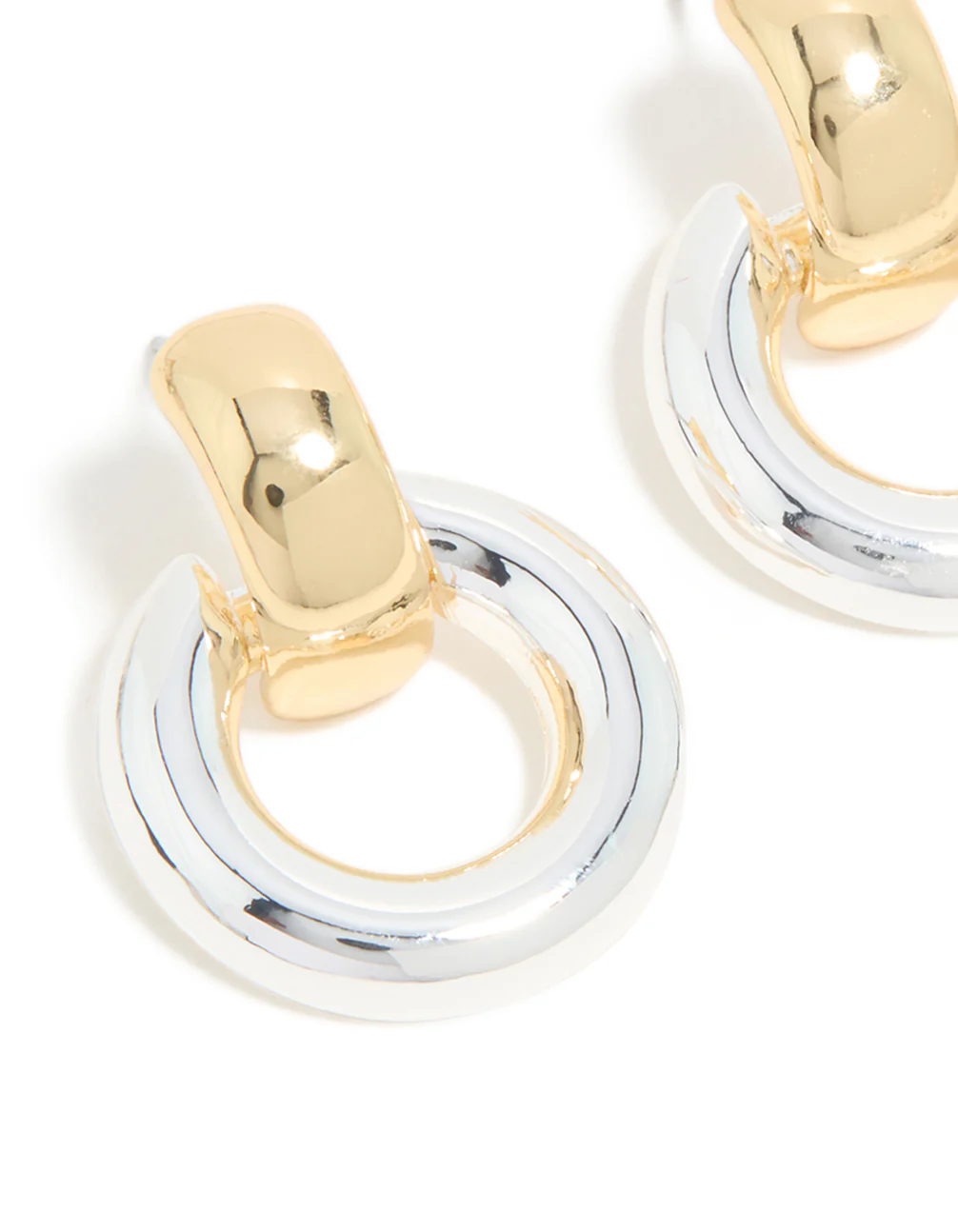 Mixed Metal Plated Small Classic Doorknocker Earrings - Image 4