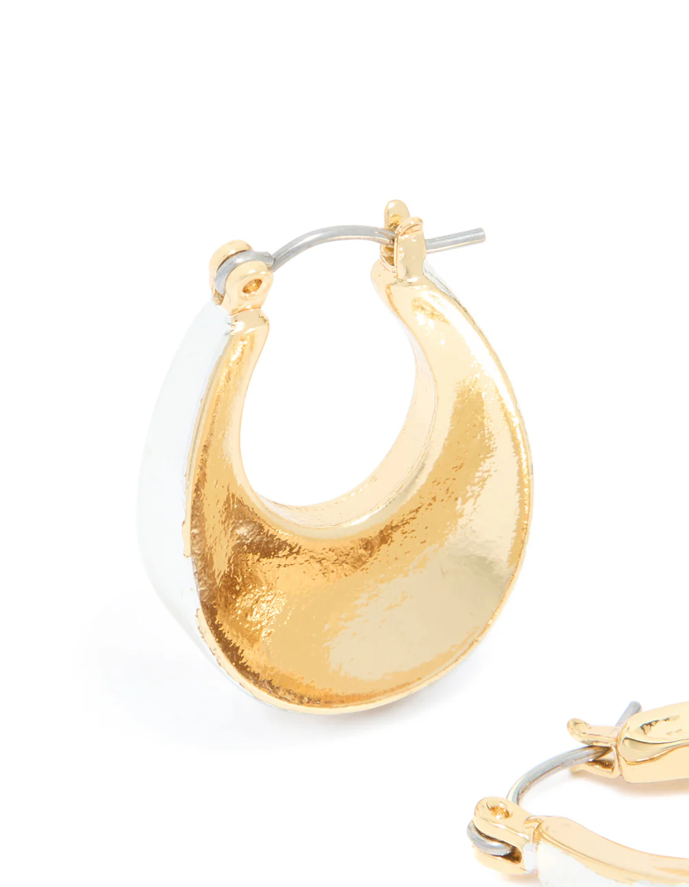 Mixed Metal Plated Small Graduated Flat Hoop Earrings - Image 3
