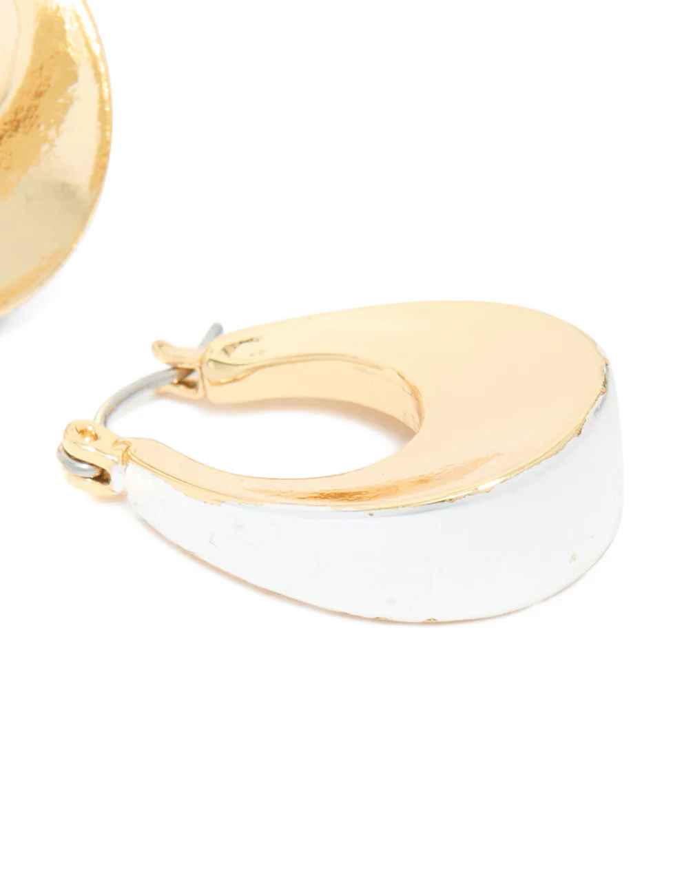 Mixed Metal Plated Small Graduated Flat Hoop Earrings - Image 4