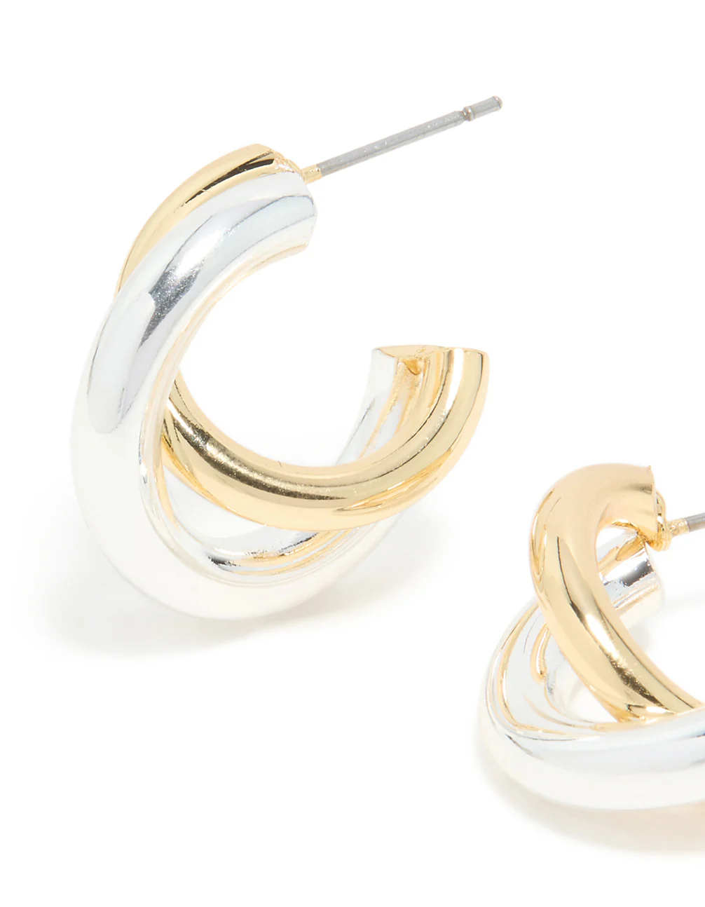 Mixed Metal Plated Small Twisted Hoop Earrings - Image 4