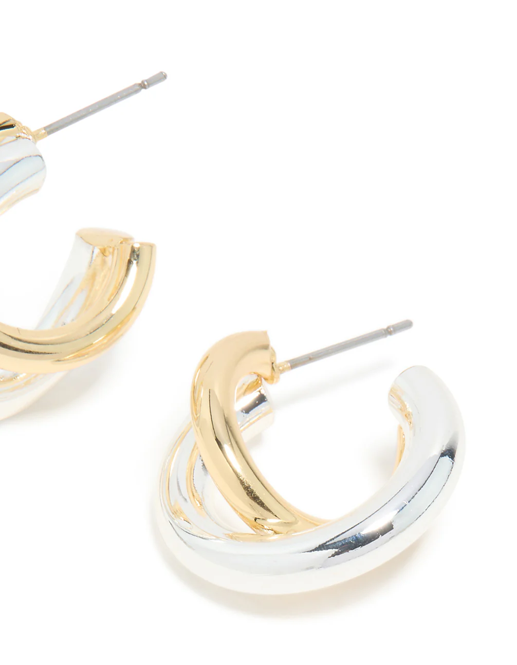 Mixed Metal Plated Small Twisted Hoop Earrings - Image 5