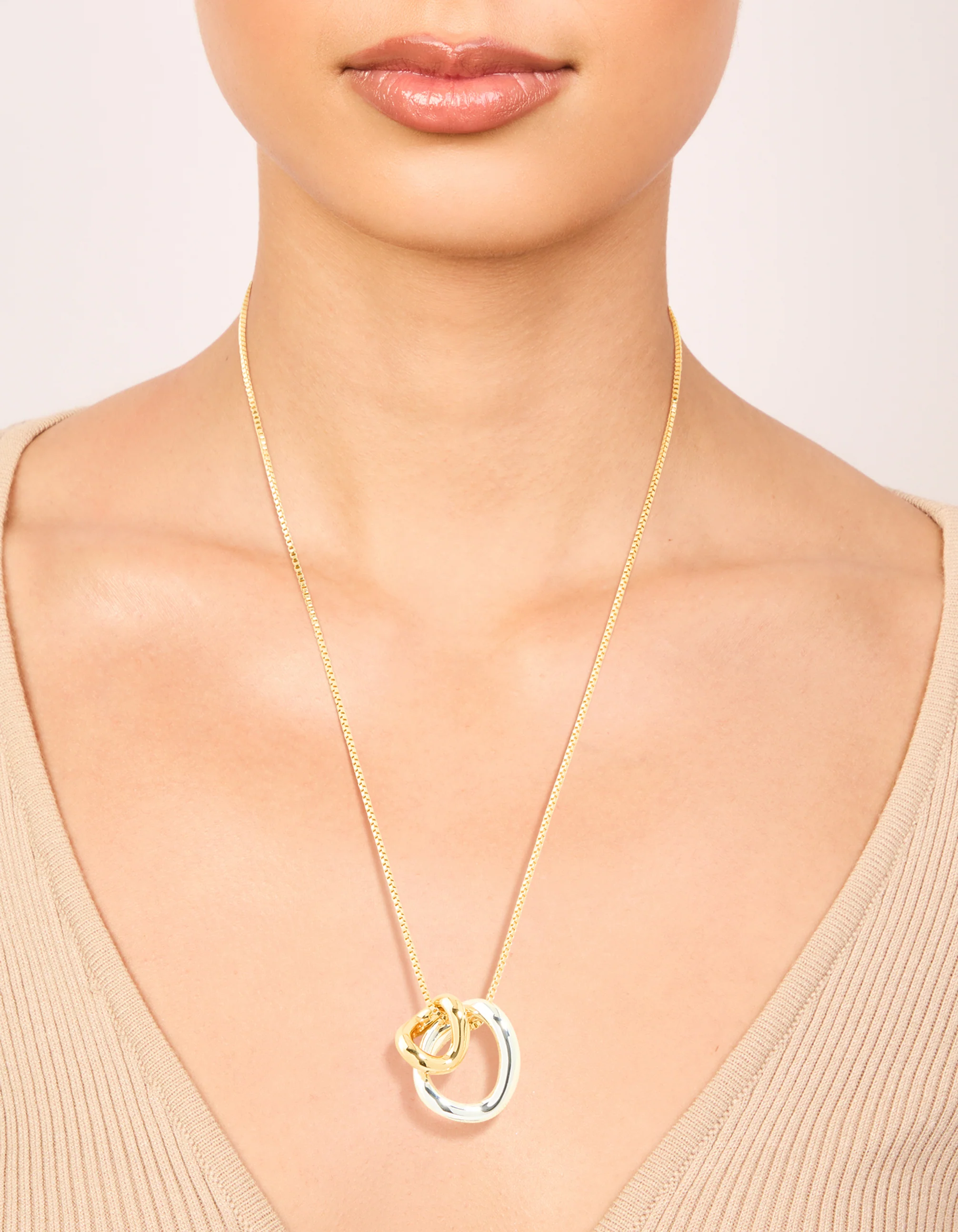 Mixed Metal Plated Swirl Pendant Necklace - Image 2