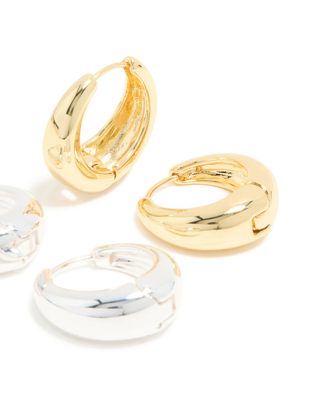 Mixed Metal Plated Thick Large Huggie Earrings 2-Pack - Image 5