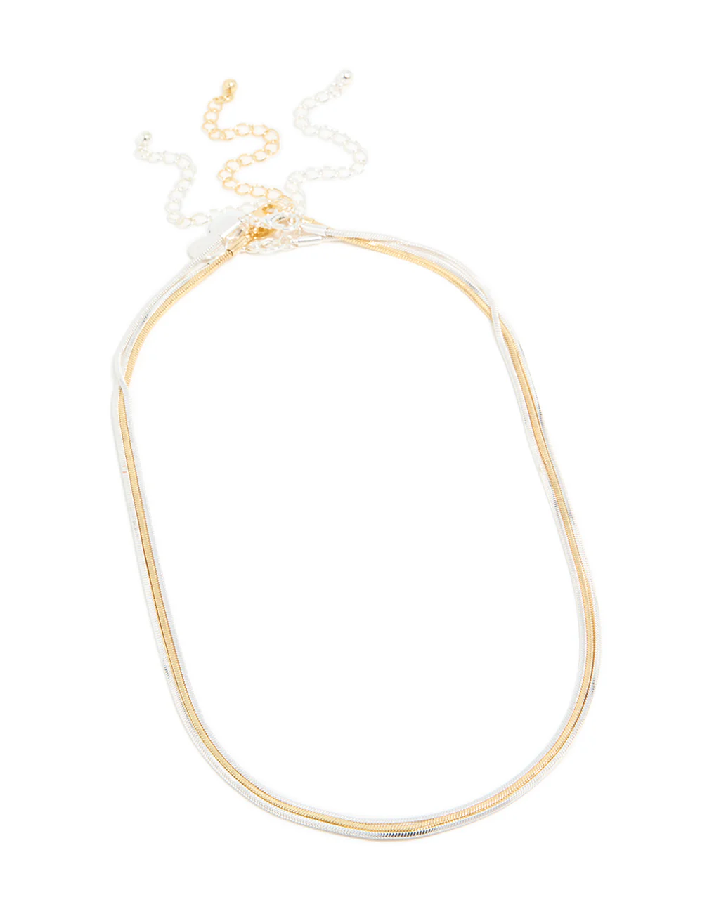 Mixed Metal Plated Thin Snake Chain Layered Necklace - Image 2
