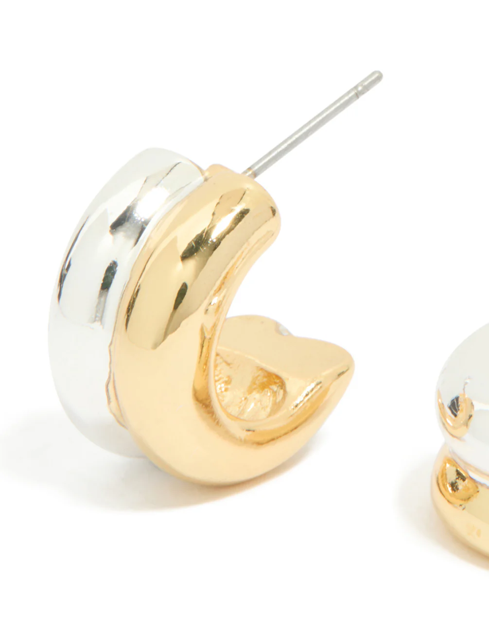 Mixed Metal Ribbed Illusion Hoop Earrings - Image 4