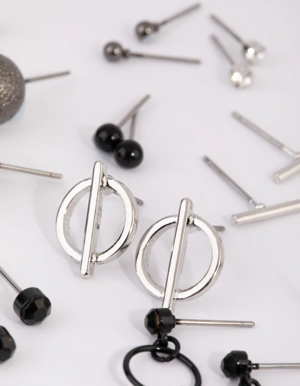 Mixed Metal Edgy Stud Earrings - Image 2