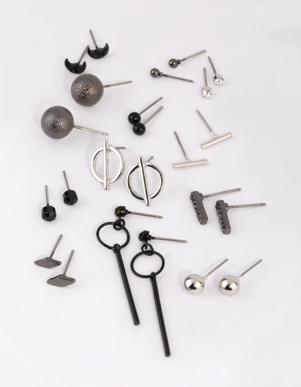 Mixed Metal Edgy Stud Earrings - Image 3