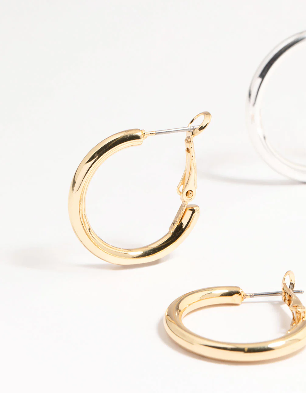 Mixed Metals Basic Thick Hoop Earrings 3-Pack - Image 2