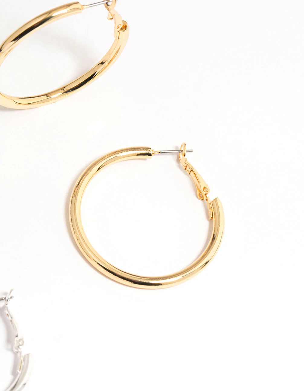 Mixed Metals Basic Thick Hoop Earrings 3-Pack - Image 3