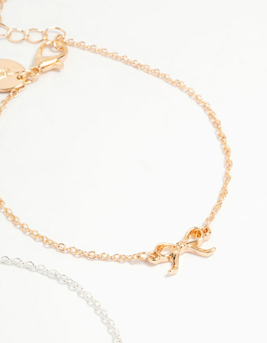 Mixed Metals Bow Bracelets 3-Pack - Image 3