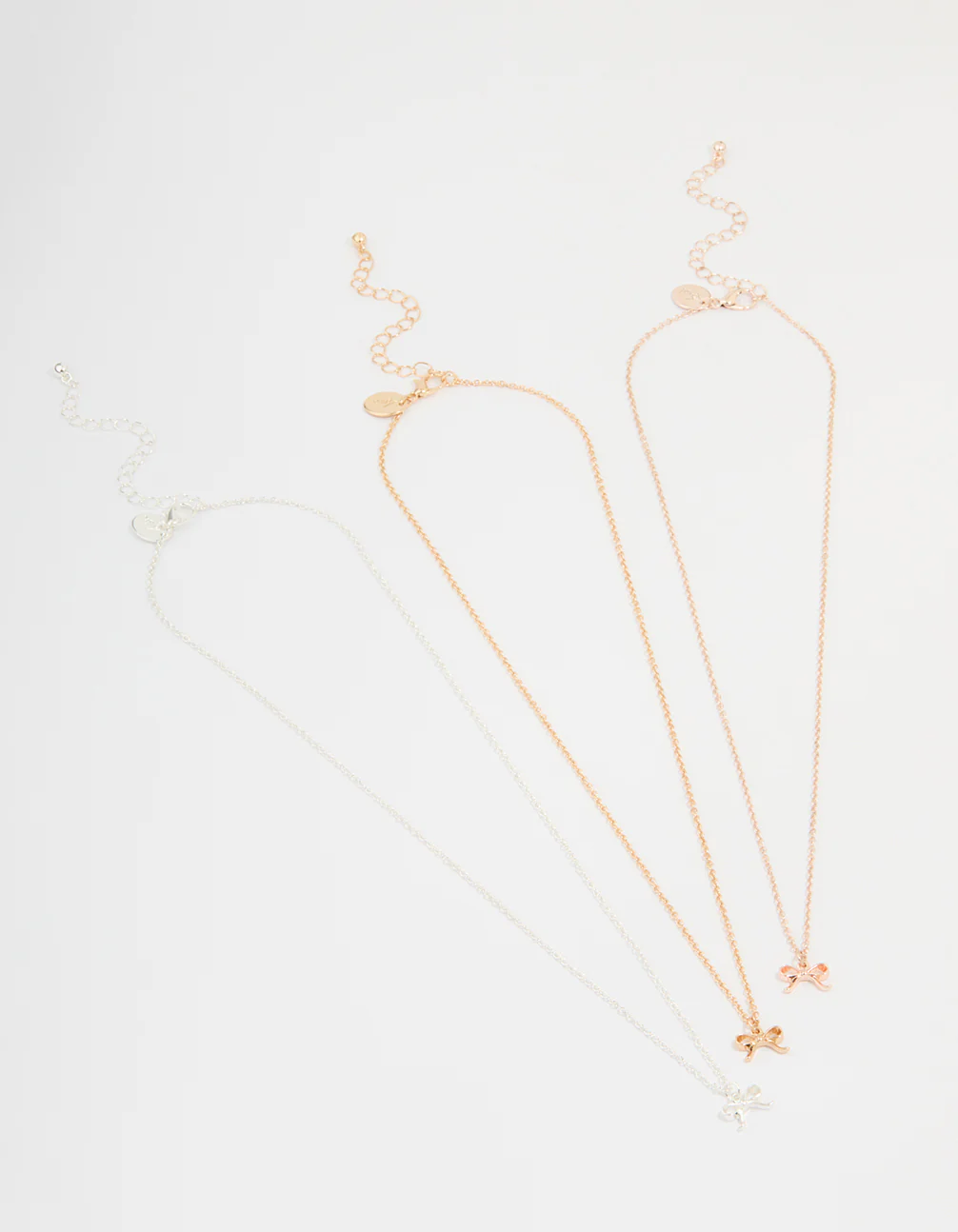 Mixed Metals Bow Necklaces 3-Pack - Image 2