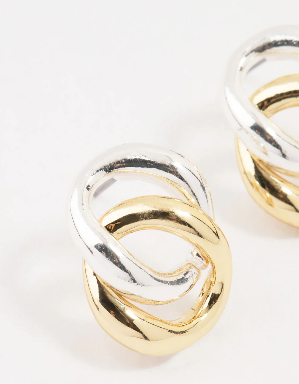 Mixed Metals Circle Stud Earrings - Image 2