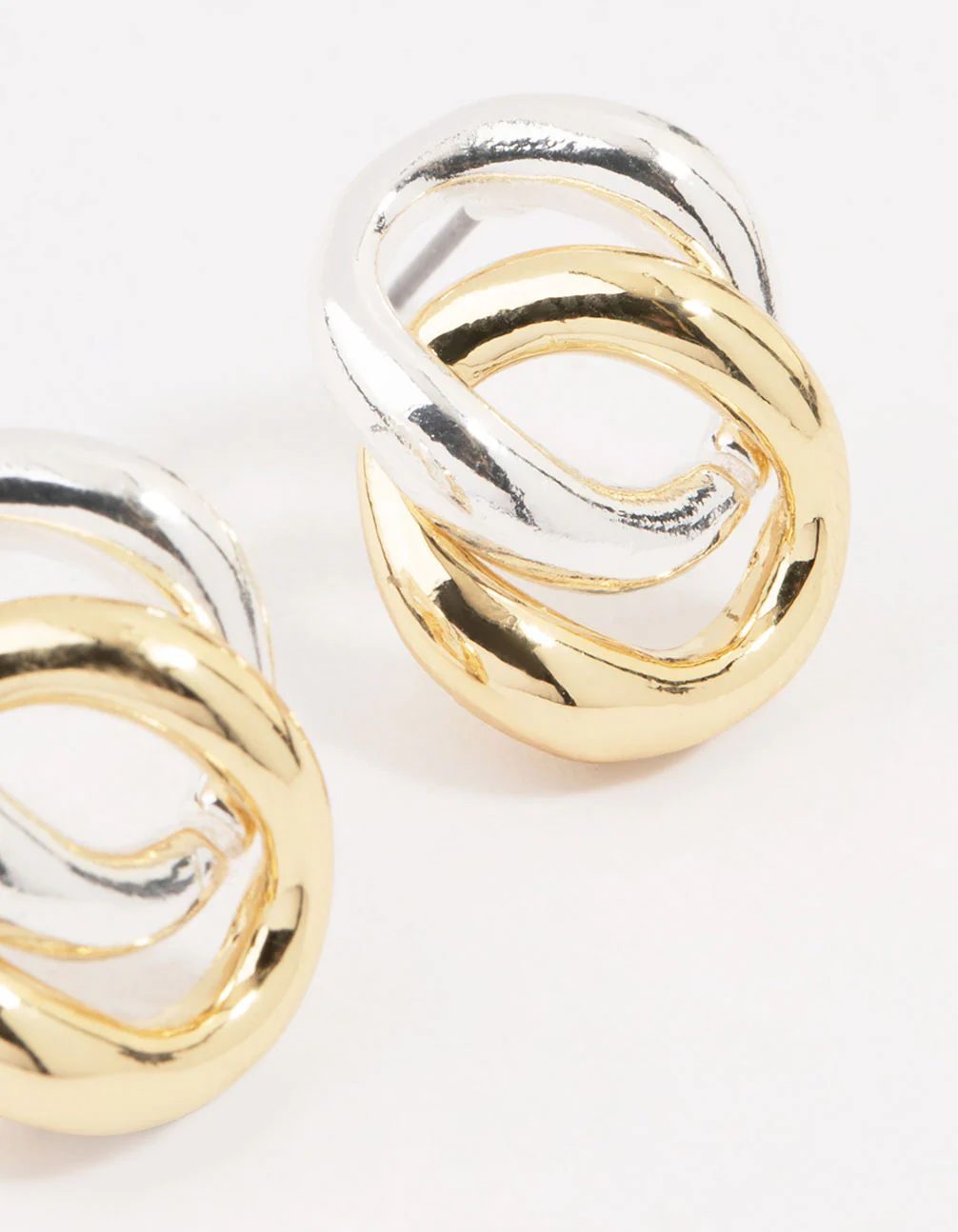 Mixed Metals Circle Stud Earrings - Image 3