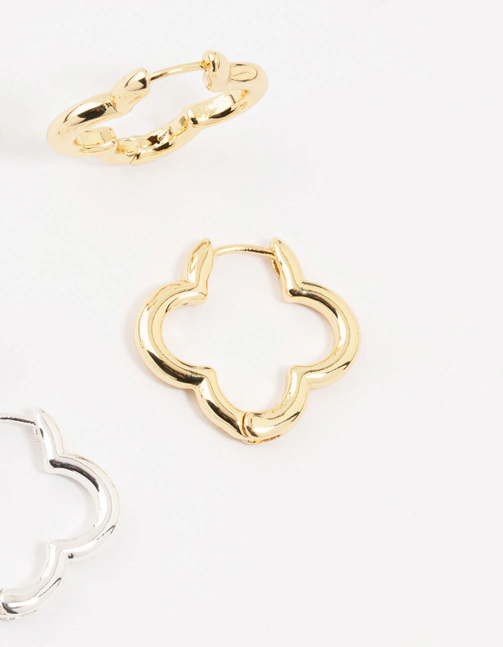 Mixed Metals Clover Hoop Earrings 2-Pack - Image 3