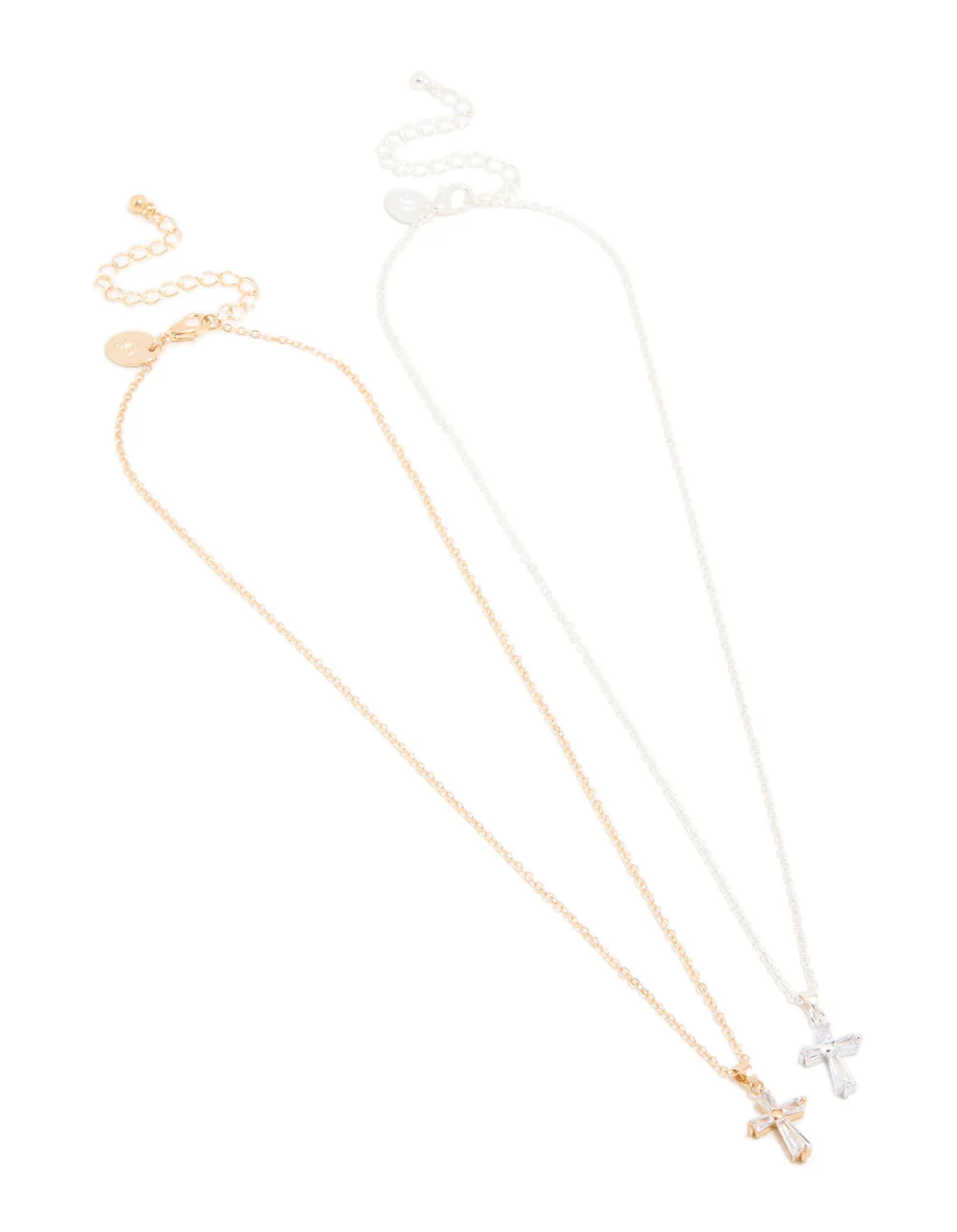 Mixed Metals Diamante Cross Necklaces 2-Pack - Image 2
