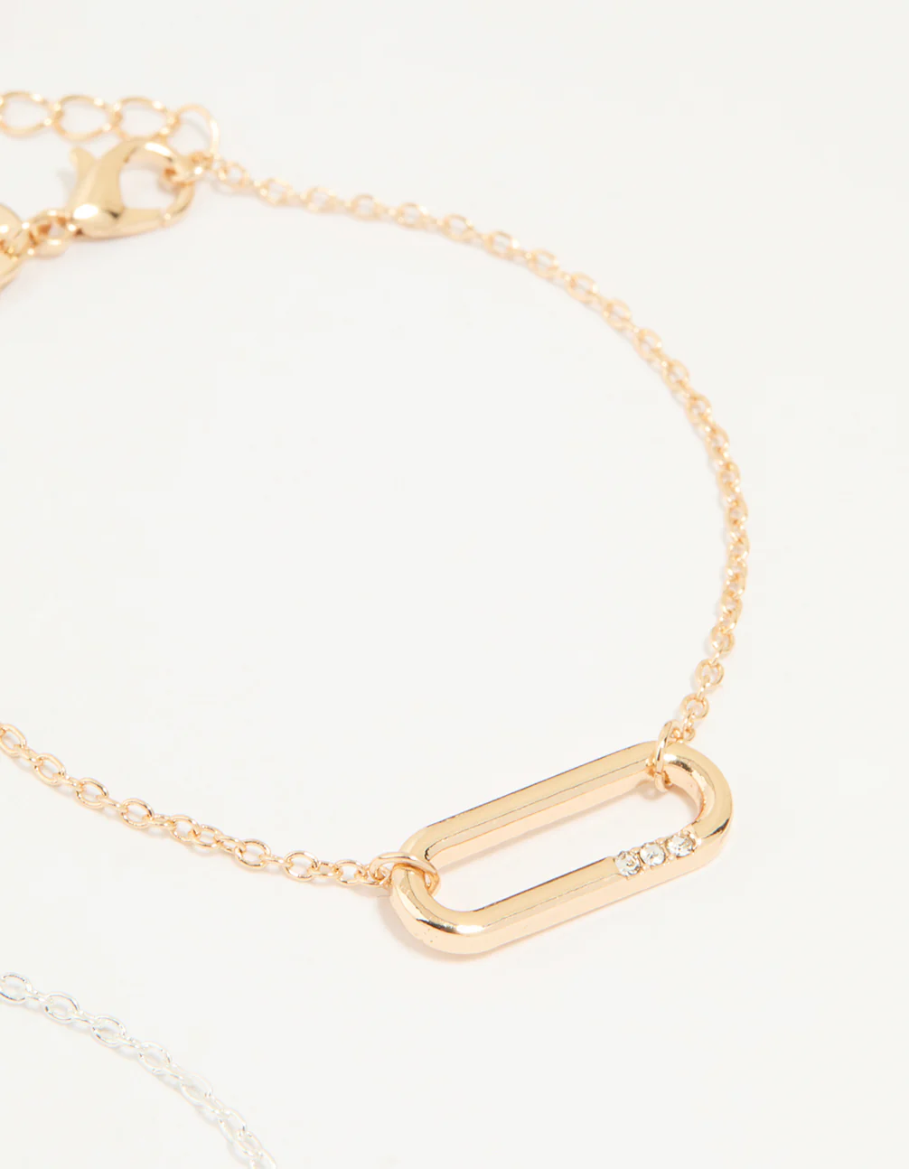 Mixed Metals Diamante Oval Centre Bracelets 3-Pack - Image 3