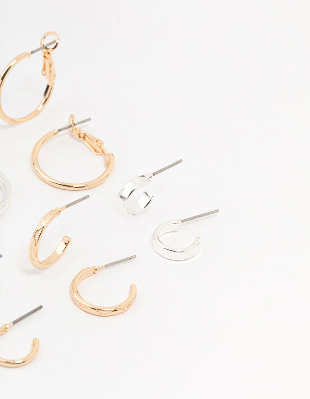 Mixed Metals Diamante Sleeper Earrings 6-Pack - Image 3