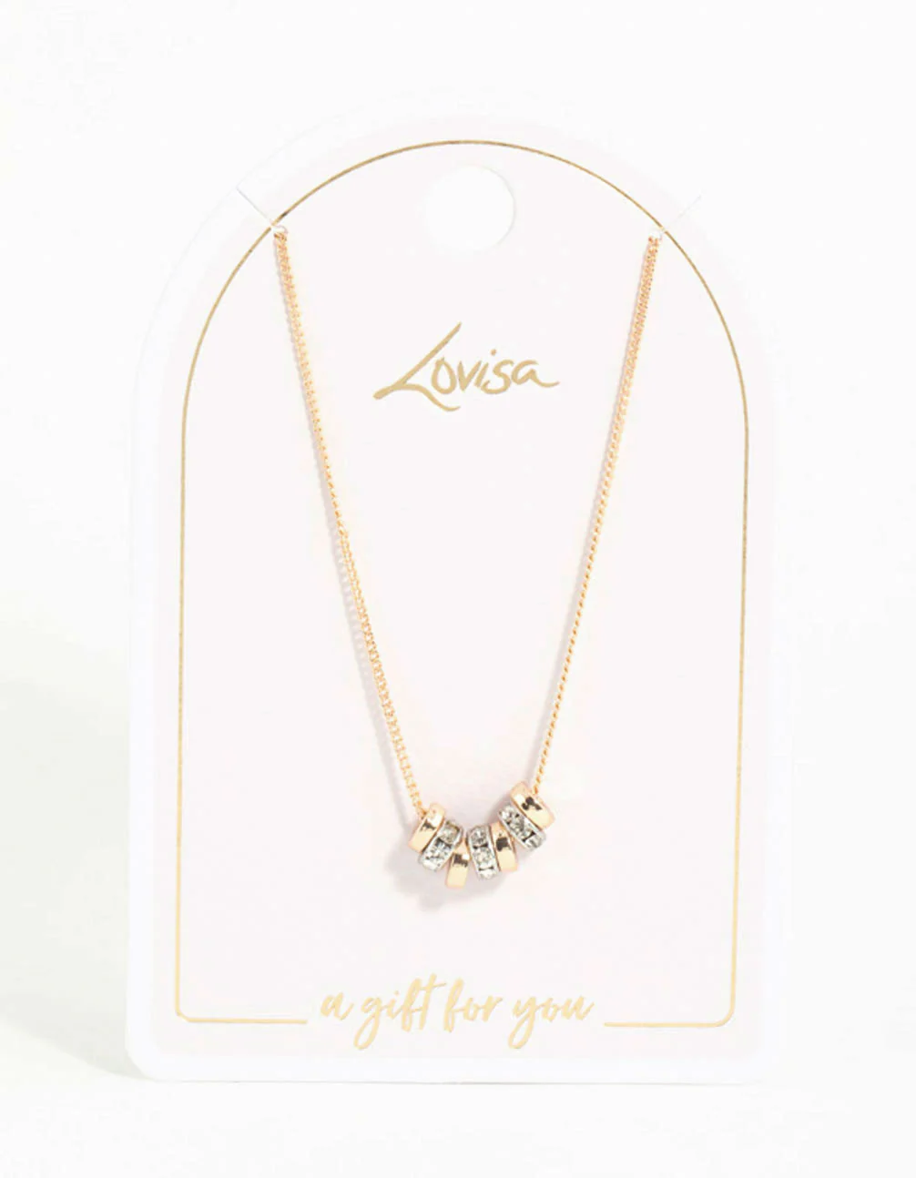 Mixed Metals Diamante Rondell Necklace - Image 2