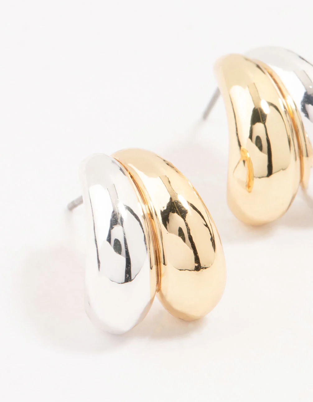 Mixed Metal Double Bubble Hoop Earrings - Image 2