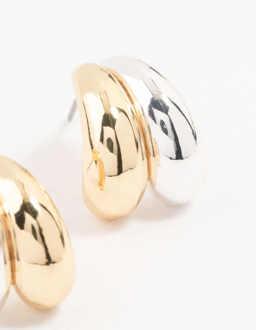 Mixed Metal Double Bubble Hoop Earrings - Image 3