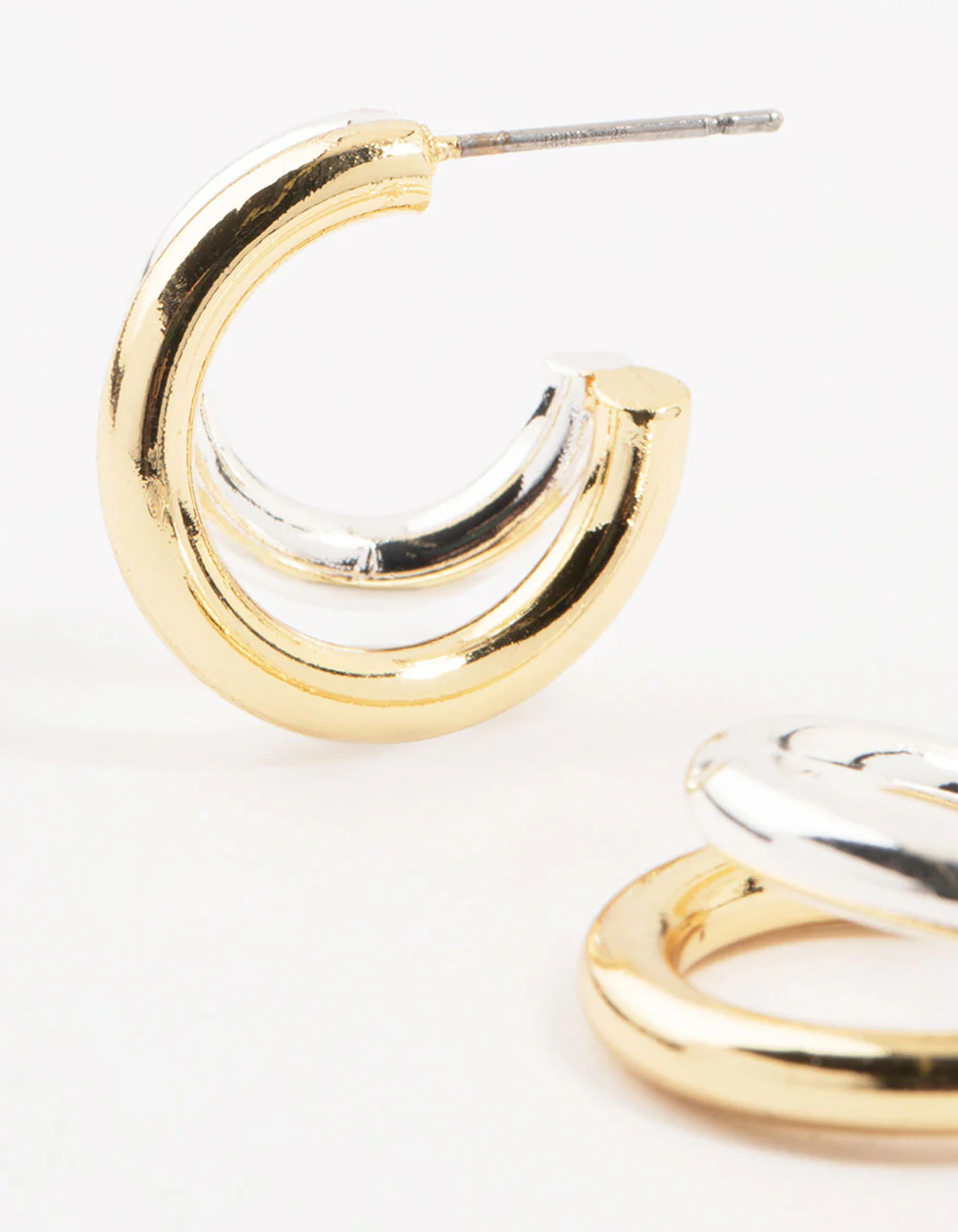 Mixed Metals Graduating Hoop Earrings - Image 2