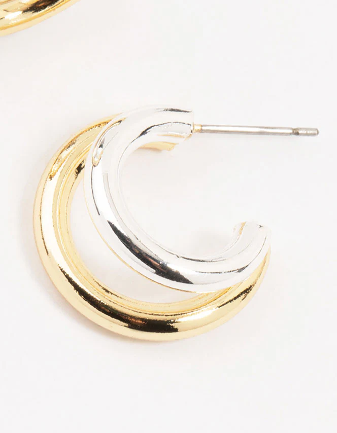 Mixed Metals Graduating Hoop Earrings - Image 3