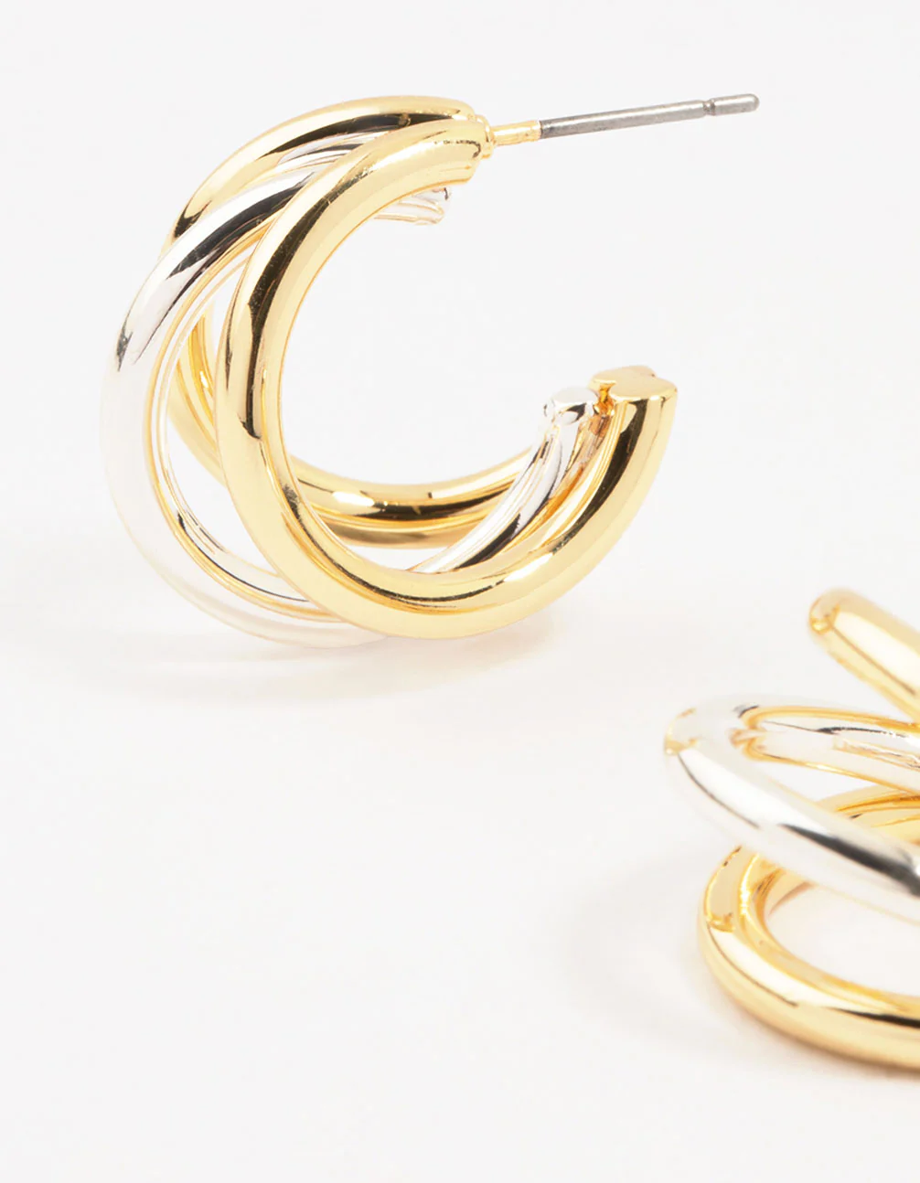 Mixed Metals Large Claw Hoop Earrings - Image 2