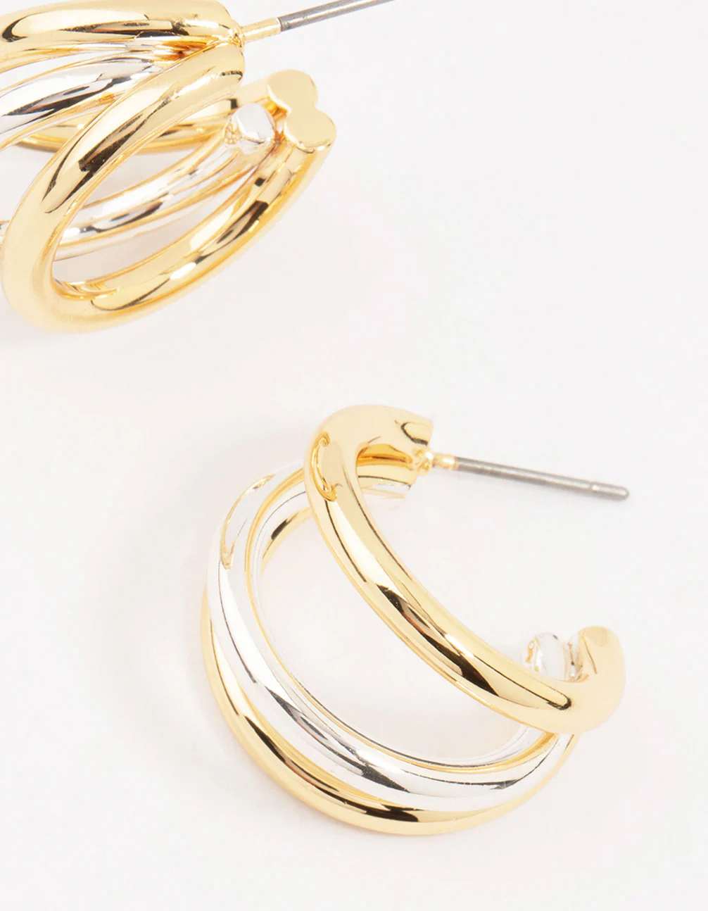Mixed Metals Large Claw Hoop Earrings - Image 3