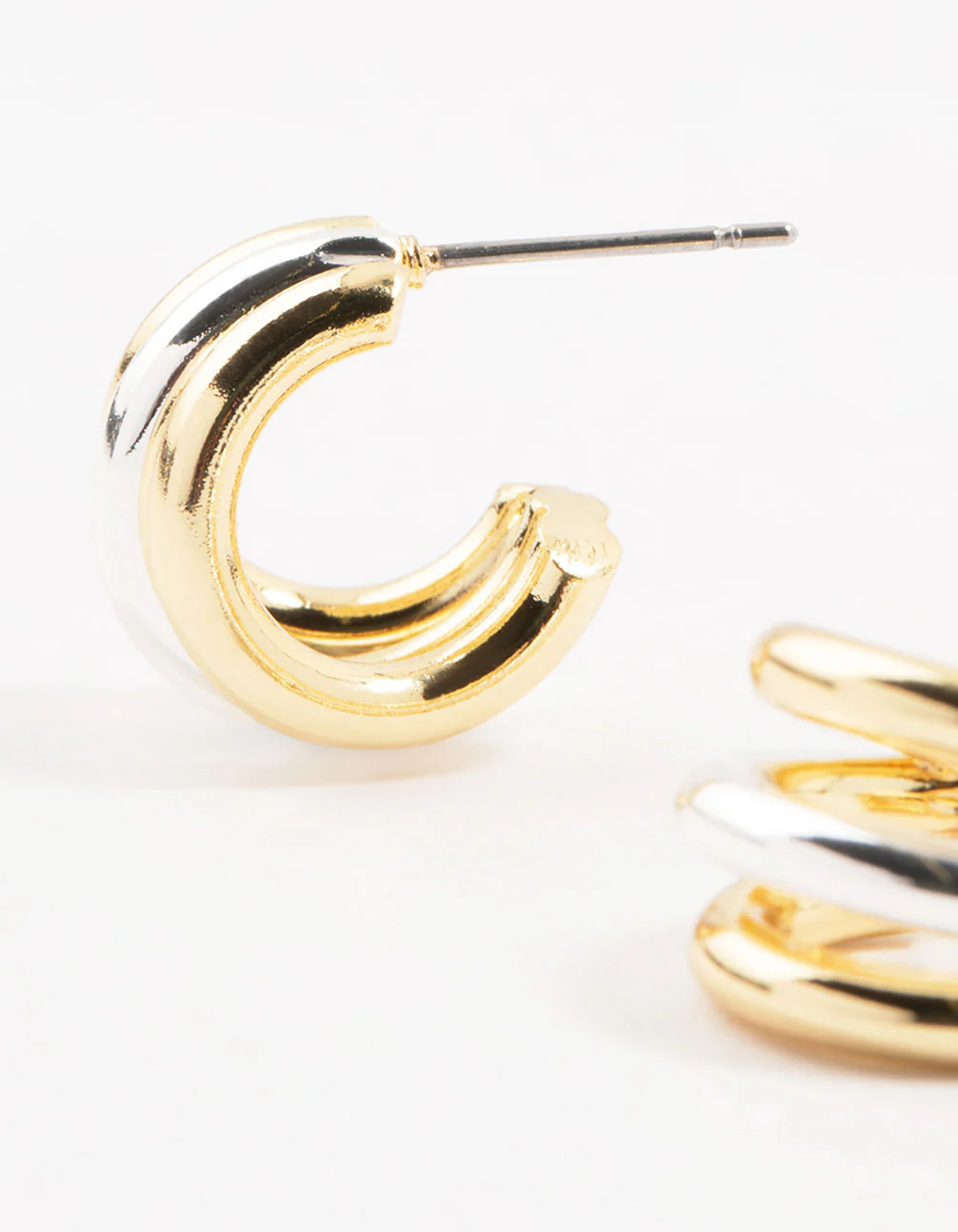 Mixed Metals Mini Claw Hoop Earrings - Image 2