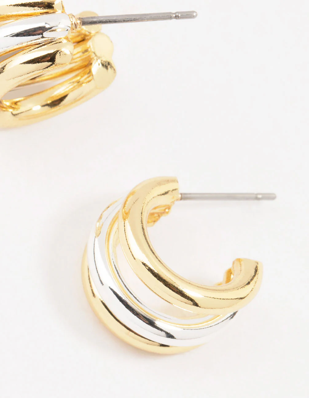 Mixed Metals Mini Claw Hoop Earrings - Image 3