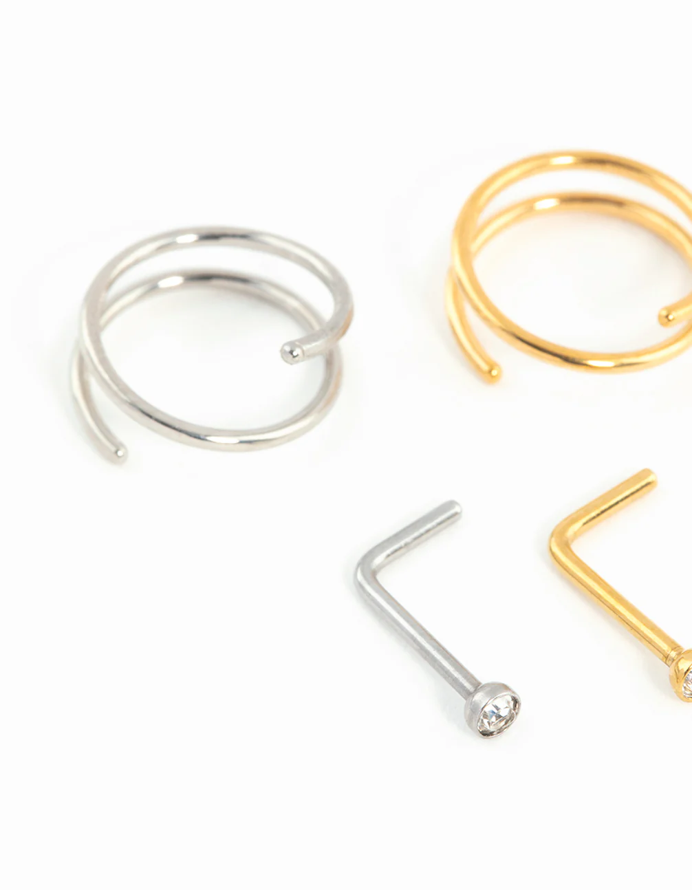 Mixed Metals Nose Stud & Spiral 4-Pack - Image 2