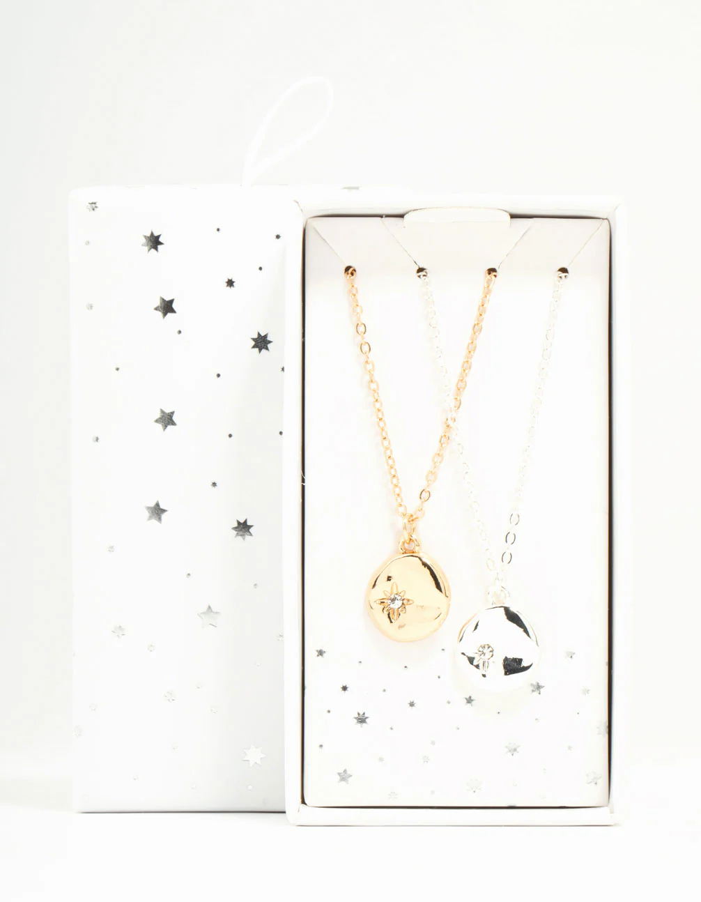 Mixed Metals Organic Round Diamante Star Necklaces 2-Pack - Image 2