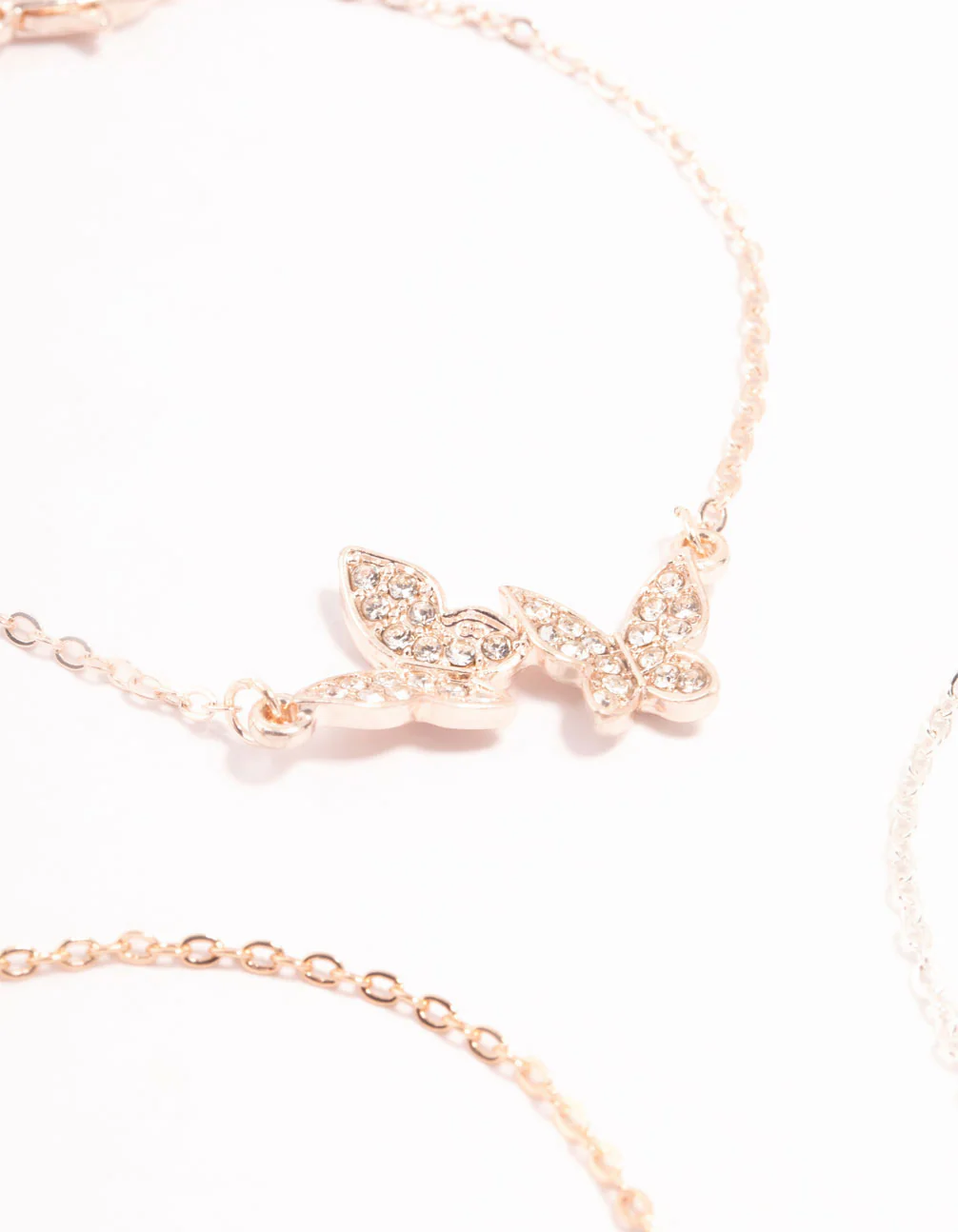 Mixed Metals Pave Diamante Butterfly Bracelets 3-Pack - Image 2