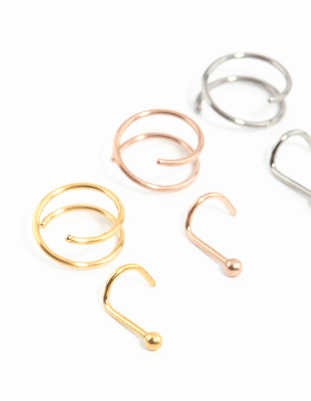 Mixed Metals Titanium Nose Spiral & Nose Stud 6-Pack - Image 2
