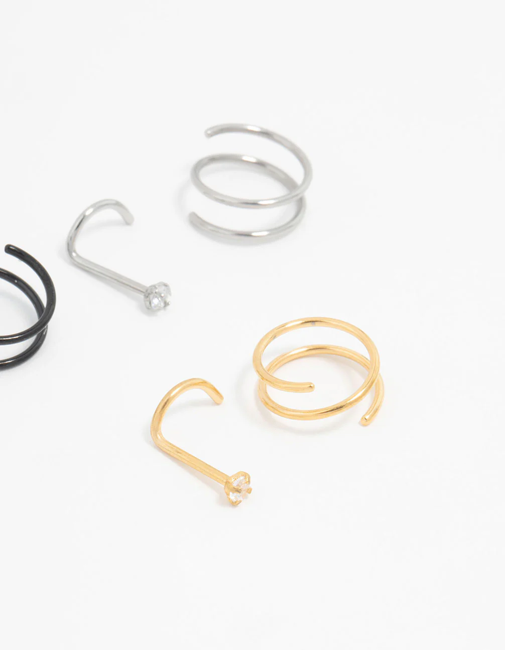 Mixed Surgical Steel  Nose Ring & Stud 6-Pack - Image 2