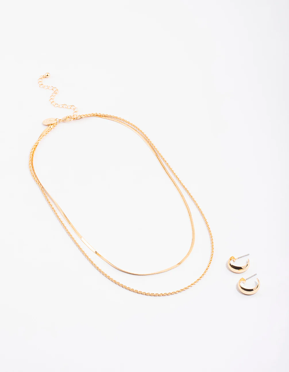Gold Layered Snake Twist Necklace & Earrings Set - Image 2